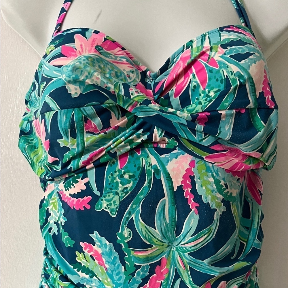 Lilly Pulitzer Blue and Pink Floral Kids One Piece - Picture 5 of 11